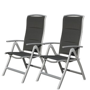 GlasFlength Patio Accent, ChairsFolding Patio Chairs Set of 2, Reclining Chairs with Adjustable High Backrest, Camping, Gray, 16.73"*23.62"*38.58" - 1 of 4