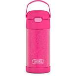 THERMOS FUNTAINER 12 Ounce Stainless Steel Vacuum Insulated Kids Straw Bottle, Pink Glitter
