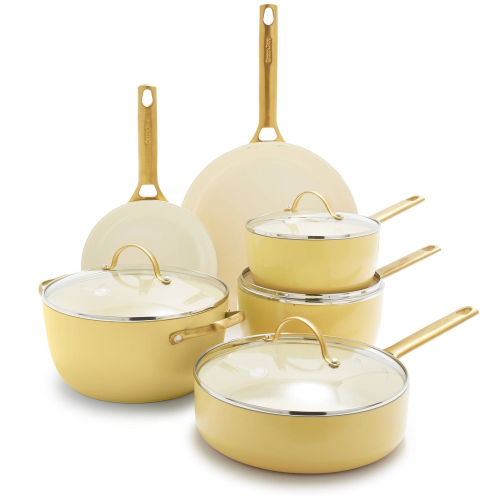 GreenPan Reserve 10pc Hard Anodized Healthy Ceramic Nonstick Cookware Set Sunrise Yellow