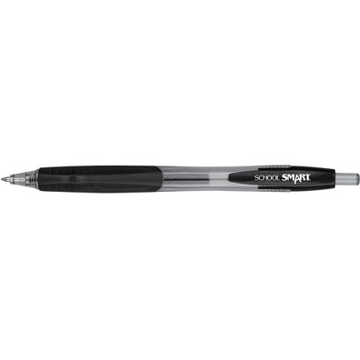 School Smart Retractable Gel Pens with Grip, Black Ink, Pack of 12