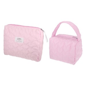Unique Bargains Women's Portable Heart Makeup Bag 2 Pcs - 1 of 4