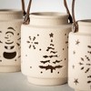 5"H Sullivans Christmas Stoneware Winter Lantern Set of 3, Cream, Indoor Christmas Decor - 2 of 3
