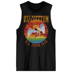 Led Zeppelin U.S. Tour 1975 Crew Neck Sleeveless Men's Black Tank Top - 1 of 3