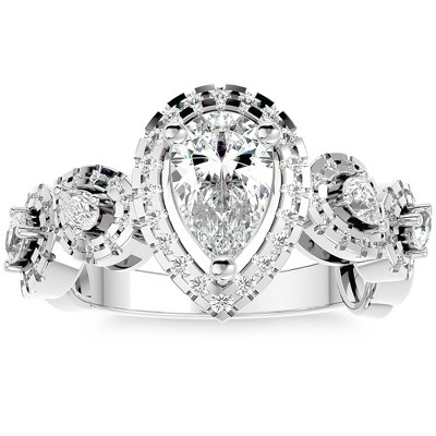 Pompeii3 1 1/2Ct Diamond & Moissanite Halo Engagement Ring in 10k Gold