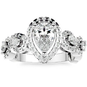 Pompeii3 1 1/2Ct Diamond & Moissanite Halo Engagement Ring in 10k Gold - 1 of 4