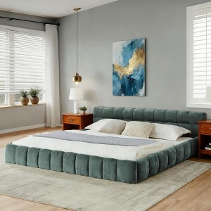 GDFStudio Olivia Chenille Upholstered Tufted Bed with Headboard - 1 of 4