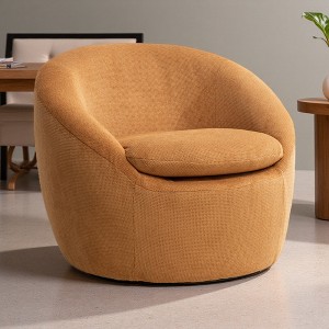 31" Teddy Fabric Barrel Swivel Accent Chair with Plush Cushion - 1 of 4