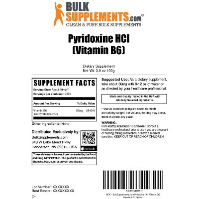 BulkSupplements Pyridoxine HCl (Vitamin B6) Powder