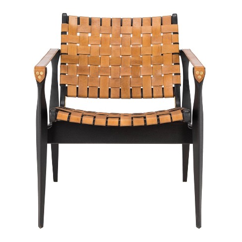 Dilan Leather Safari Chair Brown Black, Leather Safari Chair