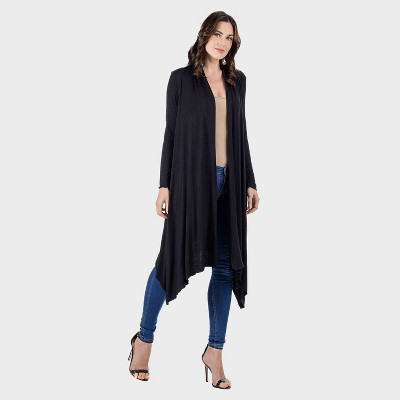 24seven Comfort Apparel Womens Long Open Front Cardigan