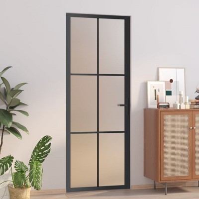 vidaXL Interior Door 29.9"x79.3" Black Matt Glass and Aluminum