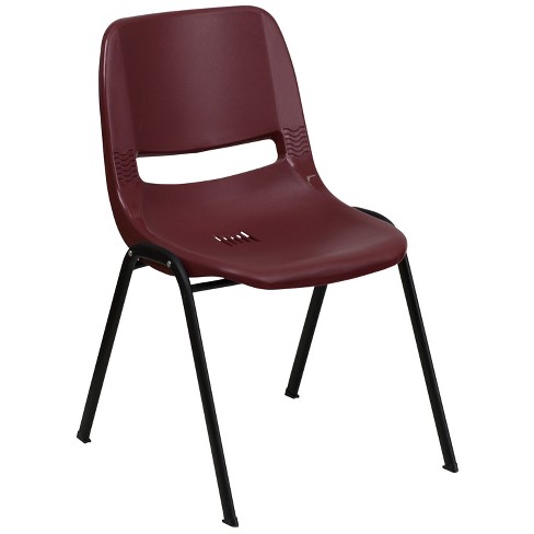 Flash Furniture Hercules Series 880 Lb. Capacity Burgundy Ergonomic Shell Stack Chair With Black Frame Target