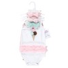 Little Treasure Baby Girl Sleeveless Bodysuit and Headband Set, Ice Cream Cone - 2 of 4