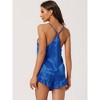 cheibear Women's Satin Spaghetti Cami Tops Ruffle Trim Shorts Sleepwear Sets - 3 of 4