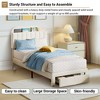 Twin Size Bed Frame with Bookcase Headboard, Velvet Upholstered Platform Bed Frame, Steel Support Legs, Under-Bed Drawer, Easy Assembly - 4 of 4