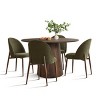 Modern Round Dining Set with Walnut Finish, 46" Pedestal Table and 4 Comfortable Curved Back Upholstered Chairs-Maison Boucle - 3 of 4