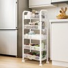 5-Tier Metal Rolling Storage Cart with 4 Lockable Wheels, Fruit & Vegetable Snack Organizer for Kitchen, Living Room, Bathroom - 3 of 4