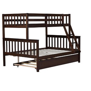 NicBex Twin Over Full Bunk Bed with Guardrail and Trundle,Rubber Wood Loft Bed with Ladder and Converts to 2 Twin Beds,Bunk Beds for Bedroom - 1 of 4