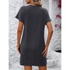 Women's Summer Mini Dress Chest Pocket Short Sleeve Crewneck Ribbed T-Shirt Dress Casual A-Line Beach Vacation Dress - 4 of 4