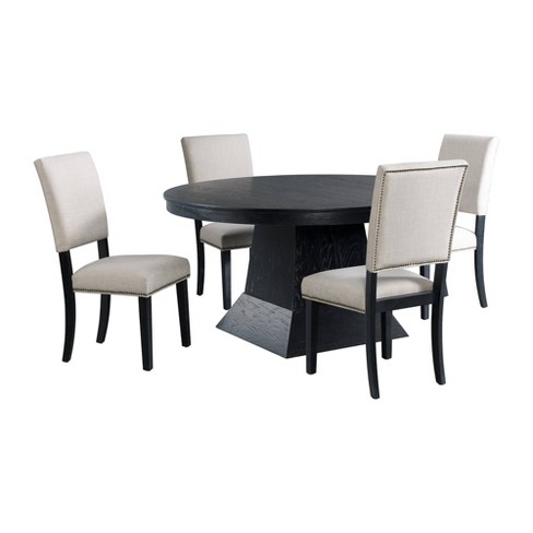 Mara Oval Extendable Dining Table Set And 4 Side Chairs Taupe dark