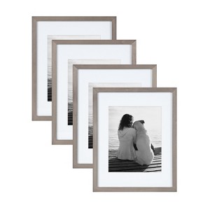 DesignOvation Gallery Rectangle Wood Wall Frame, 11x14 matted to 8x10, Distressed Gray - 1 of 4
