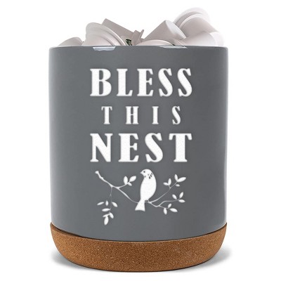 Elanze Designs Bless This Nest Grey X-Large Cork Bottom, Kitchen Counter, Ceramic Stoneware, Coffee, Tea and Hot Chocolate, Machine Brewing, K Capsule