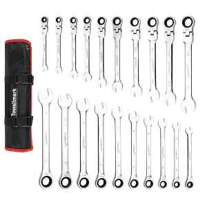 20-Pieces Combo Standard Wrenches Set, 72 Teeth, Ratchet Combination Wrench Set, SAE 1/4-3/4"& Metric 6-19mm, Cr-V Steel with Storage Bag - 1 of 4
