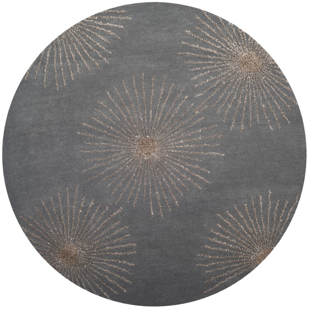 6' Round Burst Tufted Area Rug Dark Gray/Silver - Safavieh