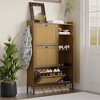 Whizmax Shoe Cabinet with 3 Flip Drawers, Rattan Free Standing Shoe Racks with Adjustable Shelves - 2 of 4