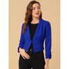 INSPIRE CHIC Women's Regular Fit Notched Lapel Ruched Sleeve Business Crop Blazer - 2 of 4