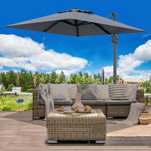 TackView Large Patio Cantilever Umbrella, 10' X 10' Aluminum Outdoor Cantilever Offset Umbrella with 360-Degree Rotation for Backyard, Pool - 1 of 4