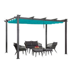 PURPLE LEAF Pergola Outdoor Retractable Pergola with Sun Shade Canopy Patio Metal Grape Trellis Pergola Grill Shelter Pergola for Porch Garden Yard - 1 of 4