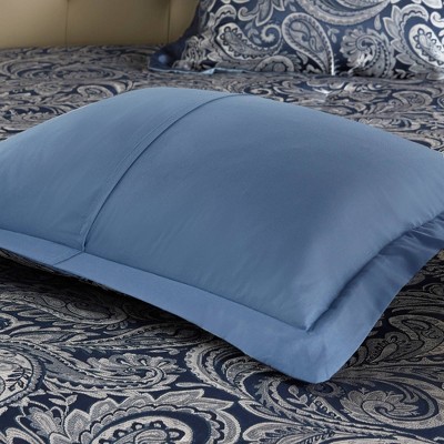 Navy Jacquard Paisley California King Cotton Comforter Set