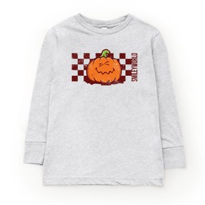 The Juniper Shop SmileyWorld Pumpkin Face Checkered Youth Long Sleeve Tee - 1 of 4