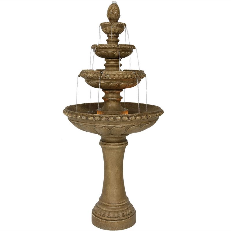 Sunnydaze 65"H Electric Resin and Concrete 4-Tier Eggshell Edge Outdoor Water Fountain with LED Lights, 1 of 14