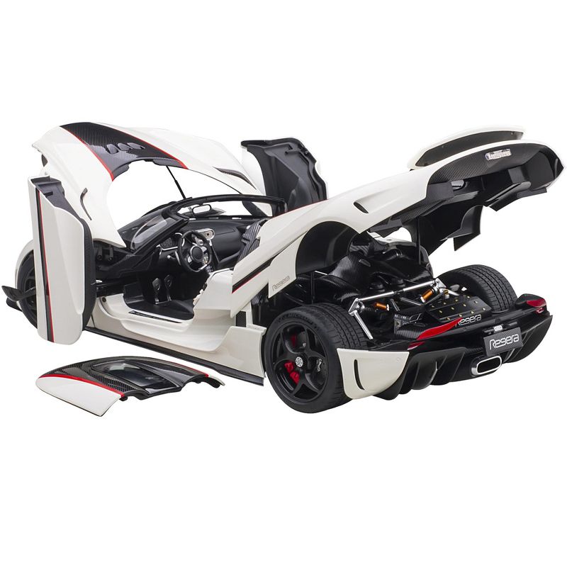 Koenigsegg Regera White with Black Carbon and Red Stripes 1/18  Model Car by Autoart, 2 of 7