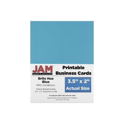 JAM Paper Printable Business Cards 3 1/2 x 2 Blue 100/Pack (22128333)