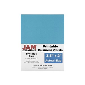 JAM Paper Printable Business Cards 3 1/2 x 2 Blue 100/Pack (22128333) - 1 of 3