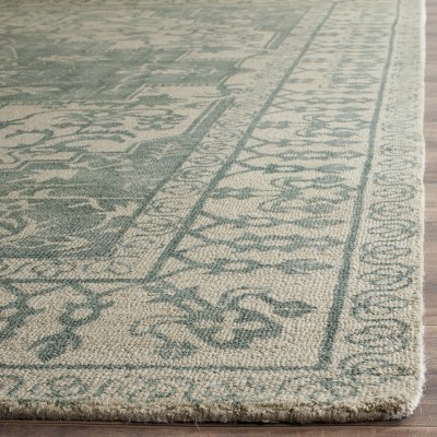 Mint and Ivory Hand-Tufted Wool Area Rug