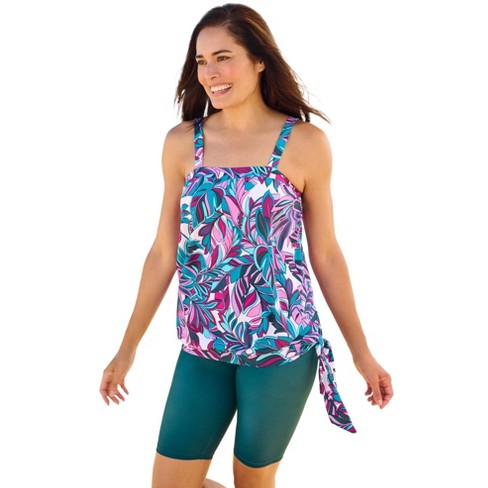 Swim 365 Women's Plus Size Blouson Tankini Top With Adjustable Straps - image 1 of 4