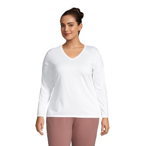 Lands' End Women's Relaxed Supima Cotton Long Sleeve V-Neck T-Shirt - 1 of 4