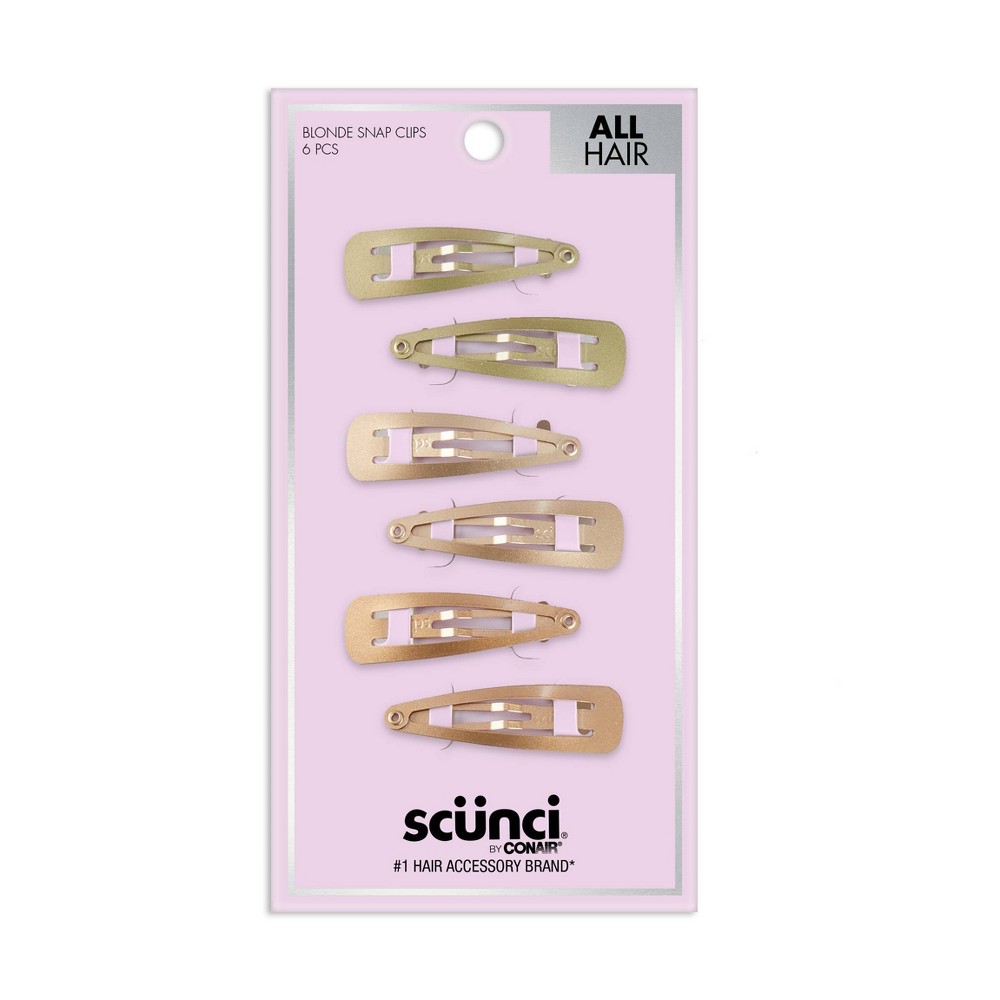 scünci Contour Metal Hair Snap Clips - Blonde - All Hair - 6pcs