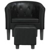 vidaXL Modern Tub Chair with Footstool in Elegant Black Faux Leather - Comfort Enhanced with Padded Seat and Backrest for Living Room - 3 of 4