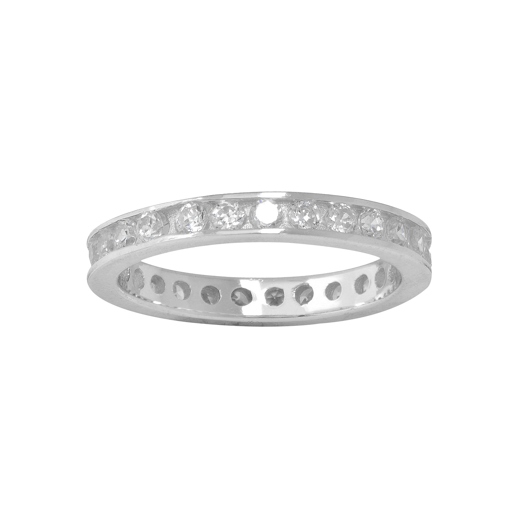 Silver Plated Cubic Zirconia Eternity Band Ring - Size 6, Women's, Clear Silver