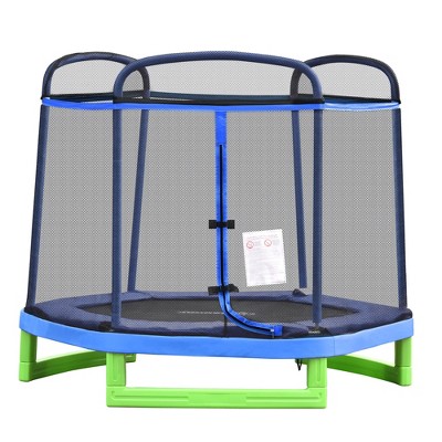 Safety Pad and Steel Frame for Indoor Outdoor Toddler Round Bouncer for Age 3 to 6 Years Blue Outsunny Φ5FT Kids Trampoline with Enclosure Net 
