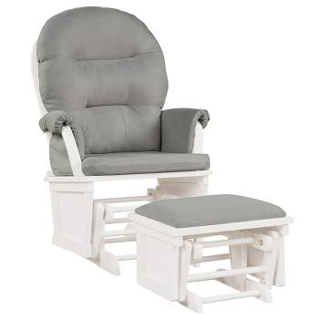 Costway Baby Nursery Relax  Rocker Rocking Chair Glider &Ottoman Set w/Cushion Light Grey\ Beige\Dark Grey
