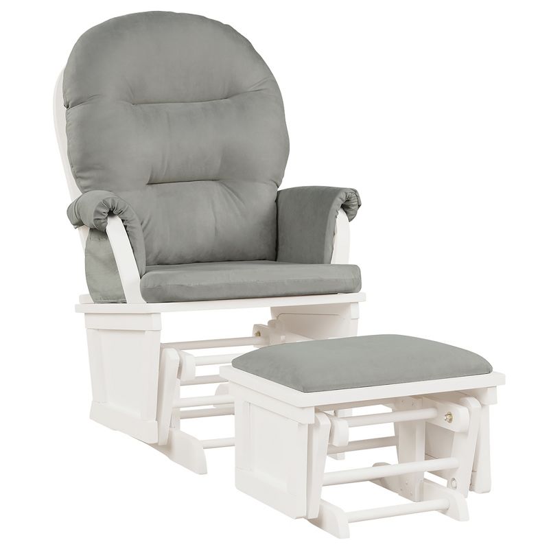 Costway Baby Nursery Relax  Rocker Rocking Chair Glider &Ottoman Set w/Cushion Light Grey\ Beige\Dark Grey, 1 of 11