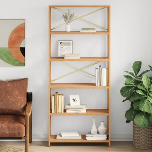 vidaXL 6-Tier Shelf 31.5 in.x11.8 in.x71.3 in. Solid Wood Oak - 1 of 4