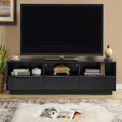 Modern TV Stand for TVs Up to 75", 63'' Entertainment Center with 3 Drawers & Open Shelves, Media Console Table, Sideboard Buffet Cabinet, Black