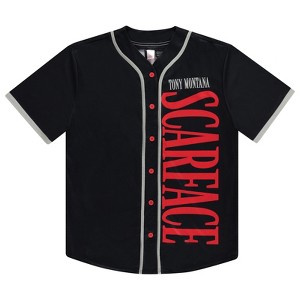 Scarface Tony Montana Men's Jersey - Mesh Button Down Baseball Jersey Movie Retro Fashion Top - 1 of 4